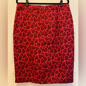 Talbots, Red Leopard Print, Pencil Skirt. Size 14
